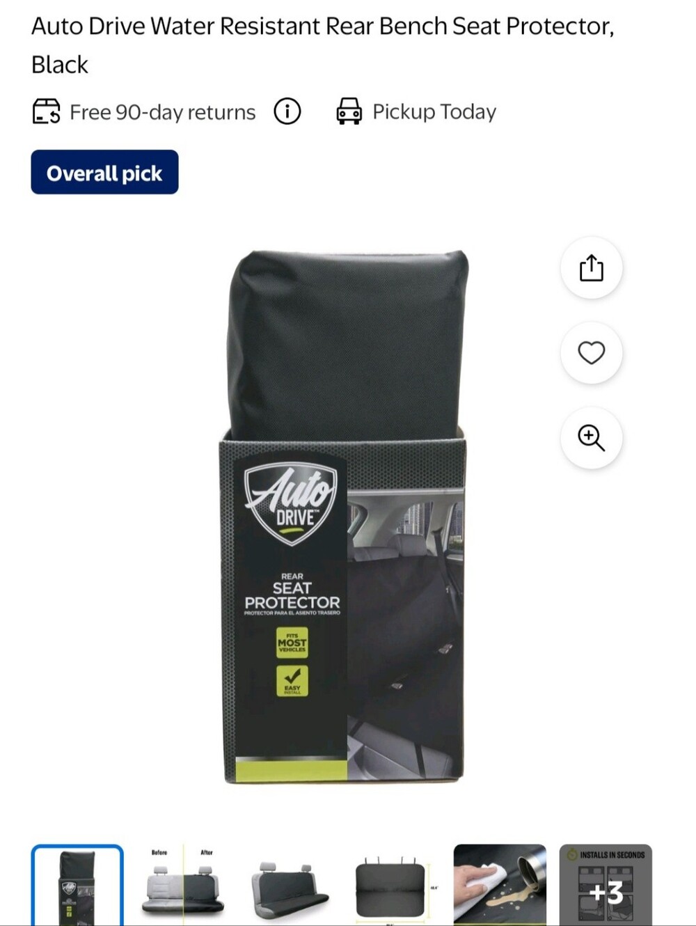 Auto Drive Rear Seat Protector - Black